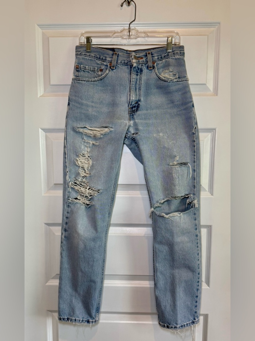 Levi's Light Blue Slim Straight Distressed Jeans